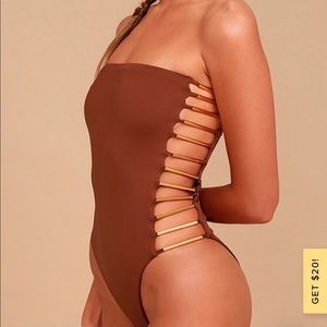 Blue Life Brown one piece swimsuit. Never worn!